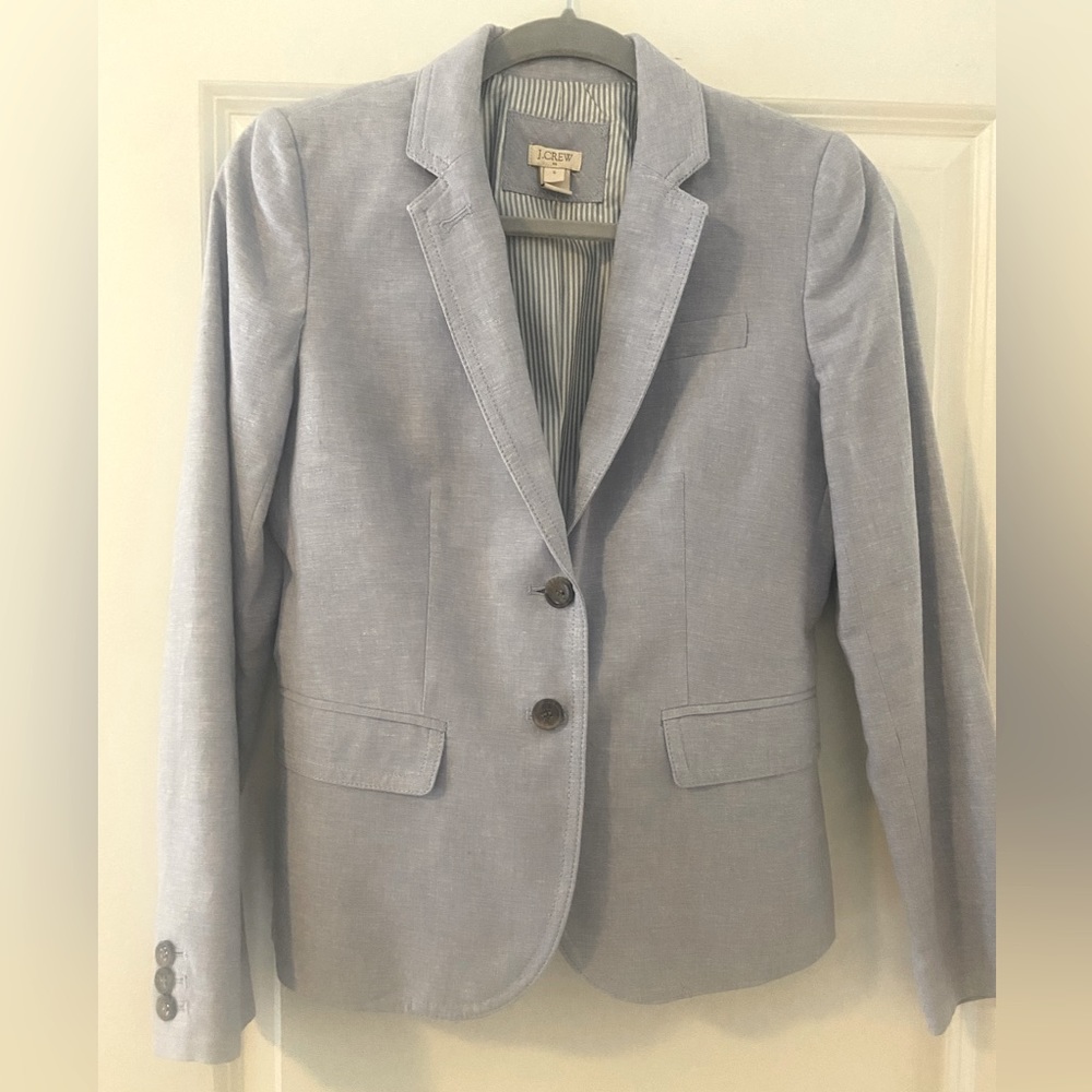 Cotton/Linen Fitted Blazer Sky Blue - JCrew Factory